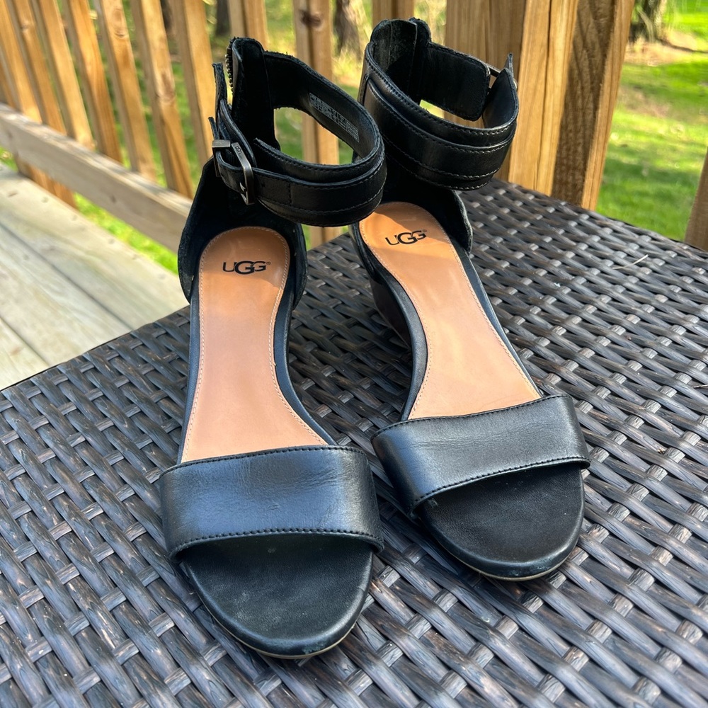 Black UGG wedge sandals
